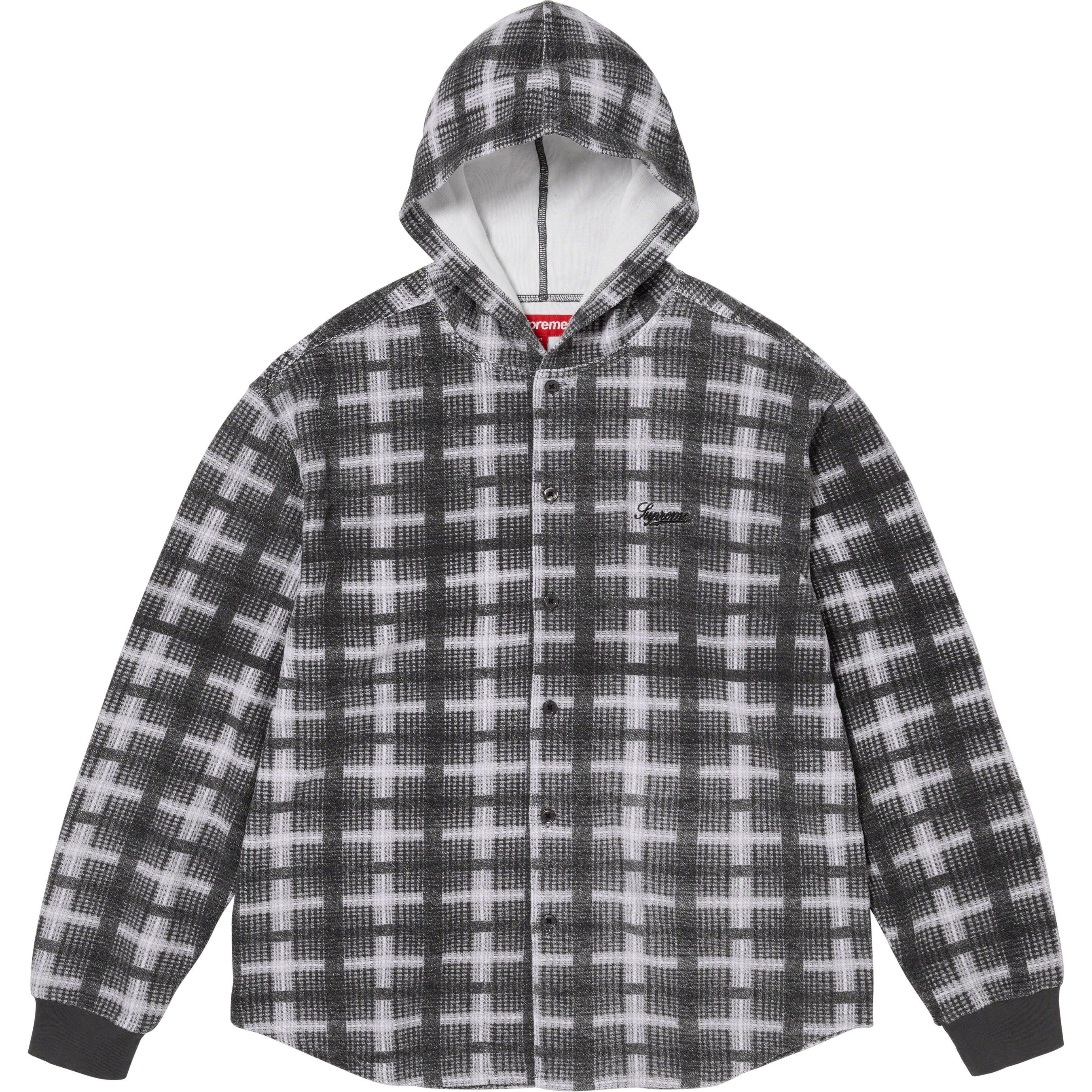 Hooded Plaid Knit Shirt view 10